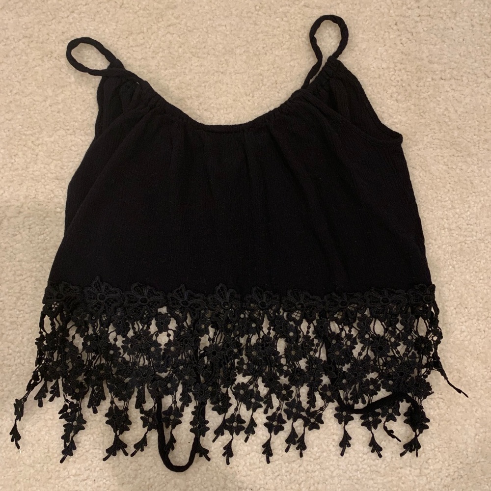 Black Aiden size small crop top with flower end